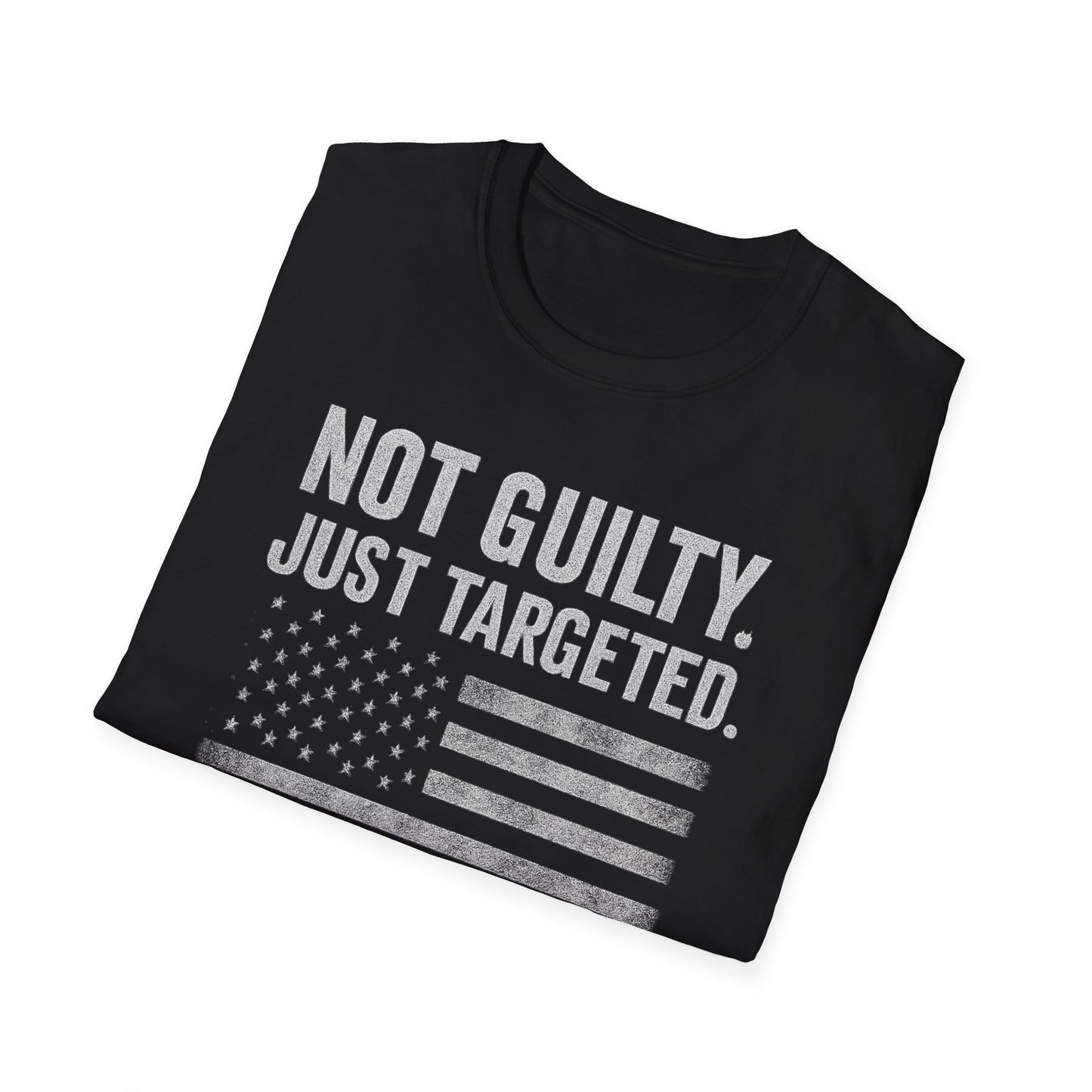Patriotic Unisex Softstyle T-Shirt - Not Guilty Just Targeted, Perfect for Freedom Lovers, Independence Day Gifts, Everyday Wear, [...]
