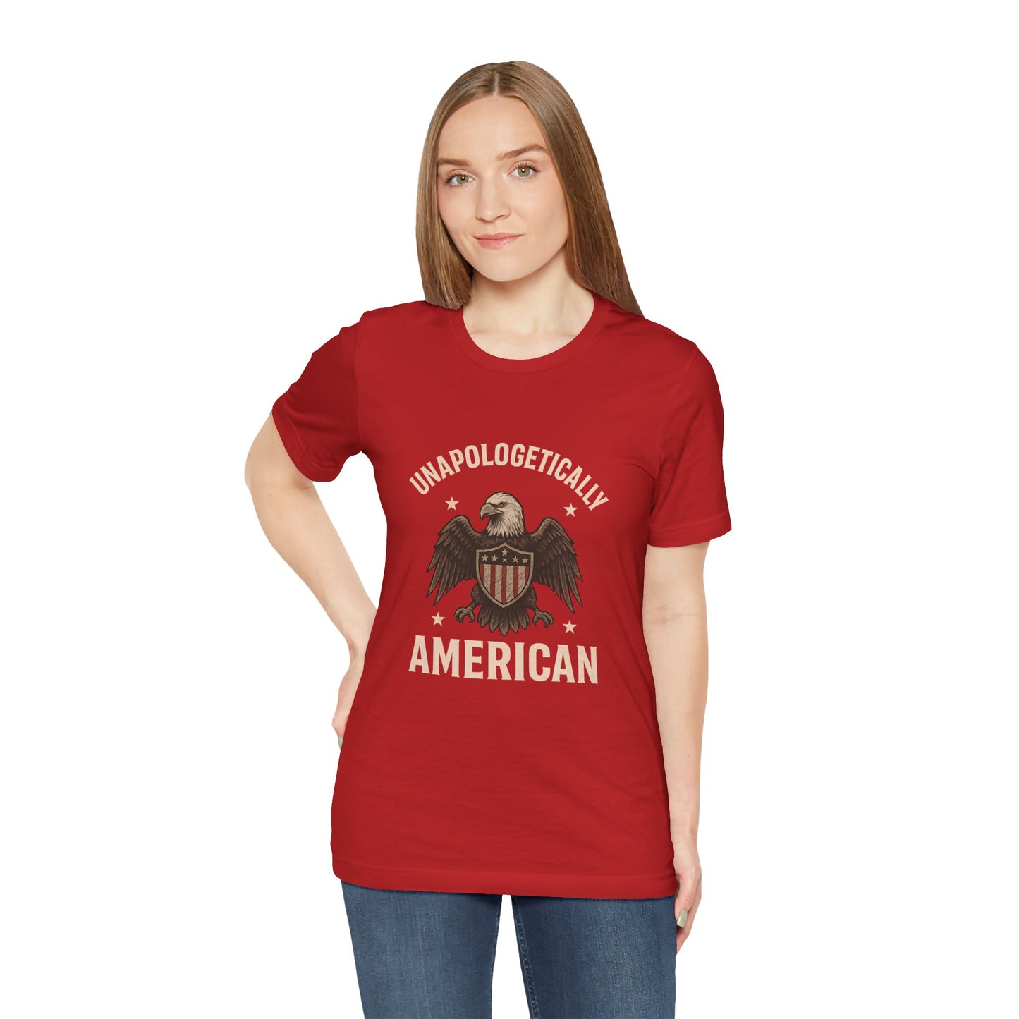 Unapologetically American Tee, Patriotic Shirt, Unisex Tee, Fourth of July Apparel, Eagle Graphic Tee, Independence Day T-shirt