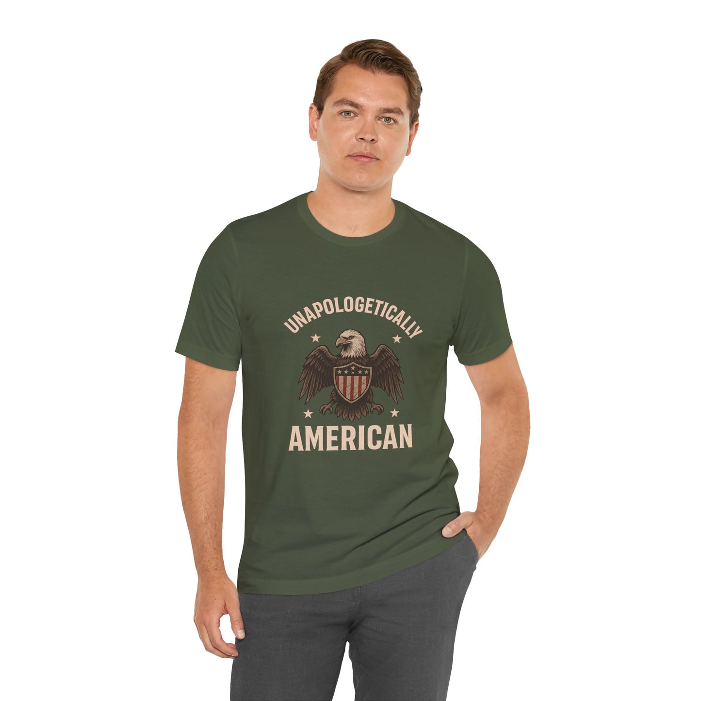 Unapologetically American Tee, Patriotic Shirt, Unisex Tee, Fourth of July Apparel, Eagle Graphic Tee, Independence Day T-shirt