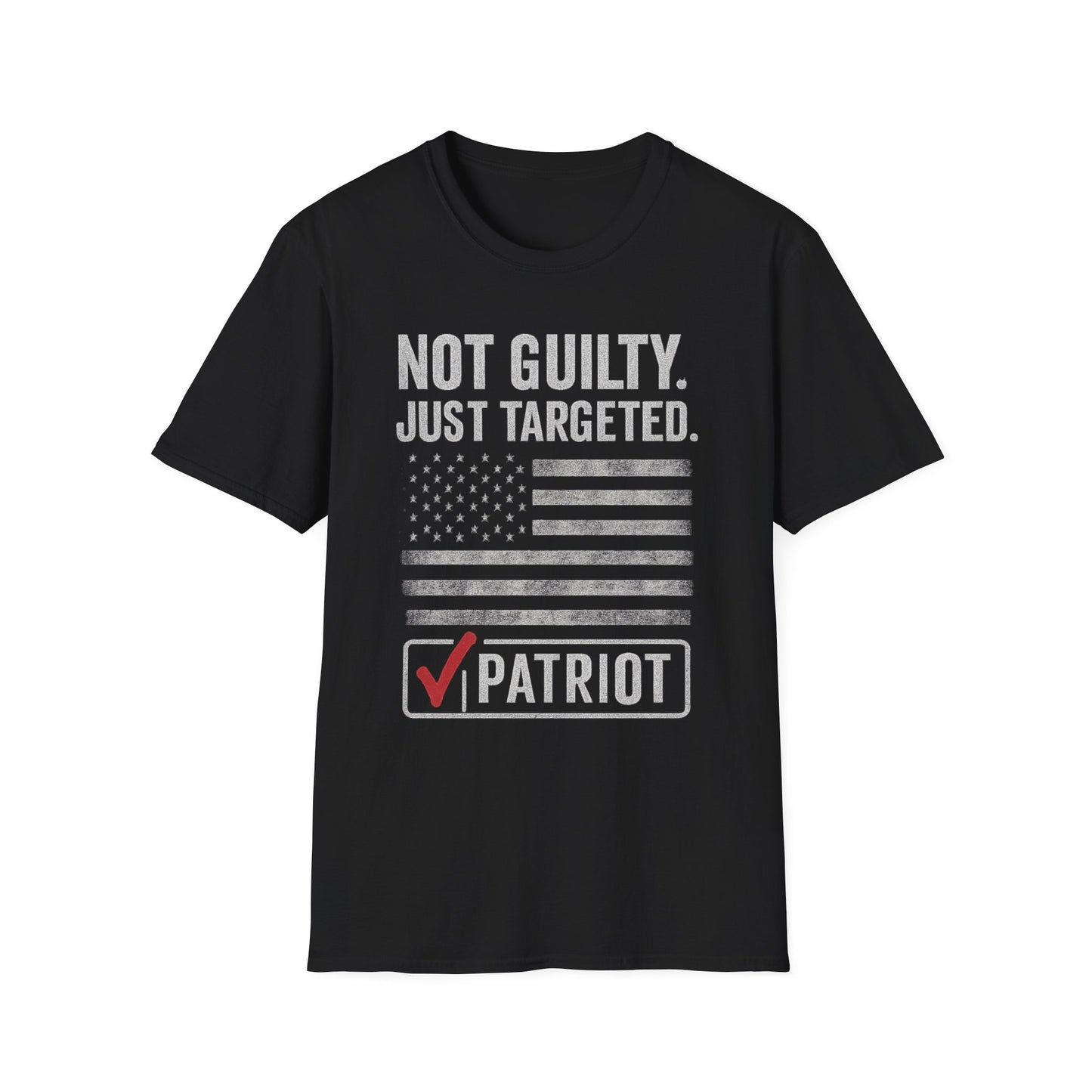 Patriotic Unisex Softstyle T-Shirt - Not Guilty Just Targeted, Perfect for Freedom Lovers, Independence Day Gifts, Everyday Wear, [...]