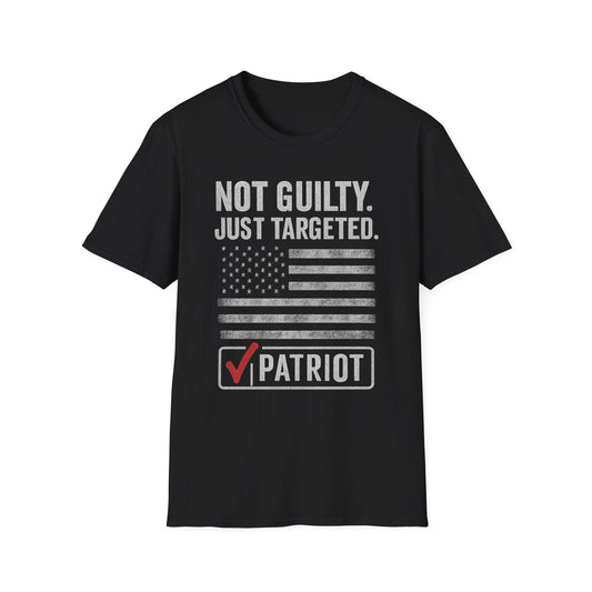 Patriotic Unisex Softstyle T-Shirt - Not Guilty Just Targeted, Perfect for Freedom Lovers, Independence Day Gifts, Everyday Wear, [...]